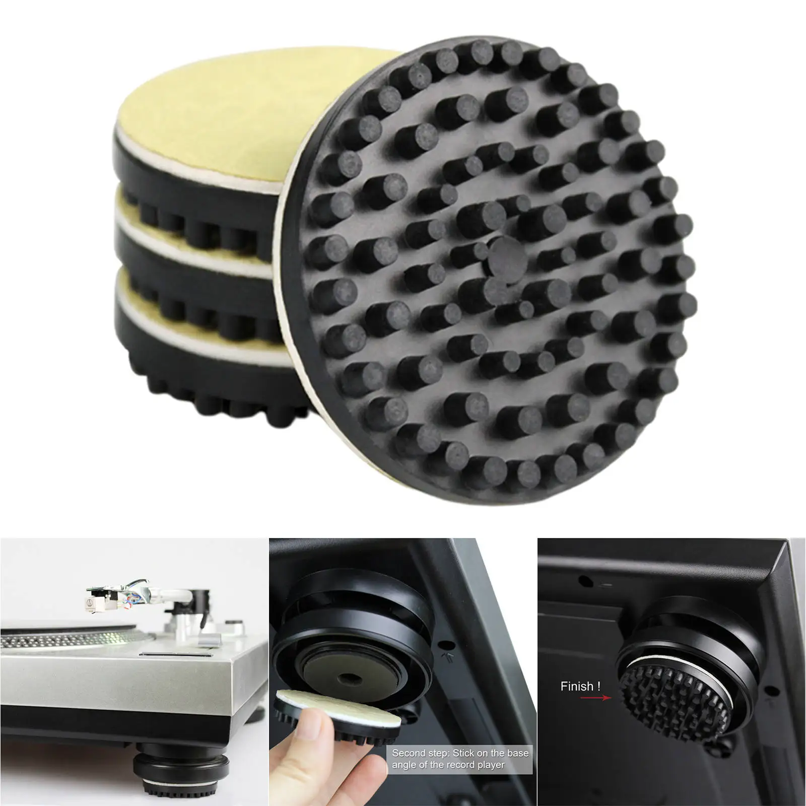 Rubber Turntable Isolation Feet Vibration-Absorption 2 inch Diameter Isolation Stand Feet Pads for Record Player Speakers Parts