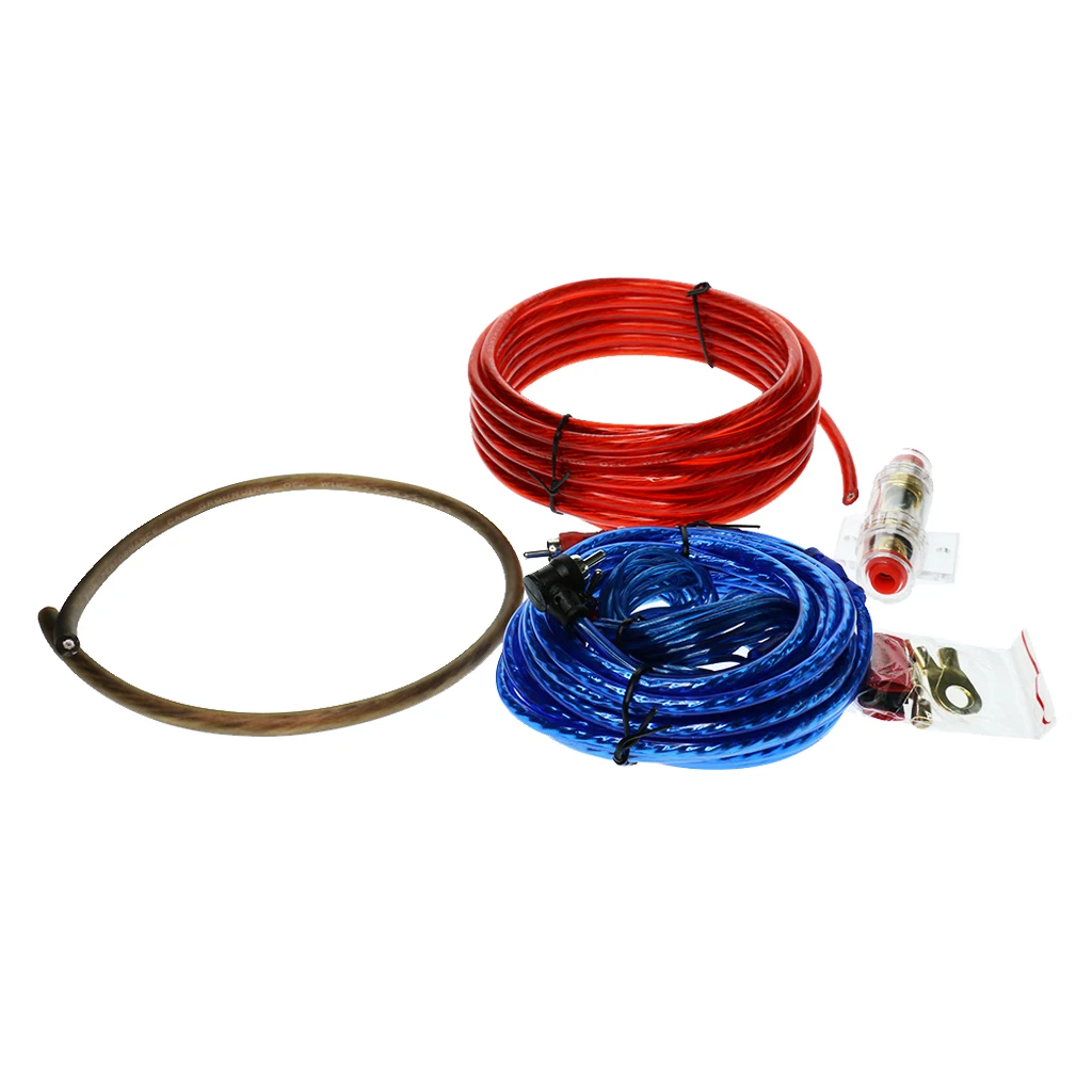 Set of 4 Car Stereo Audio Subwoofer Amplifier Wiring Wire Cable Kit Low Noise and Distortion