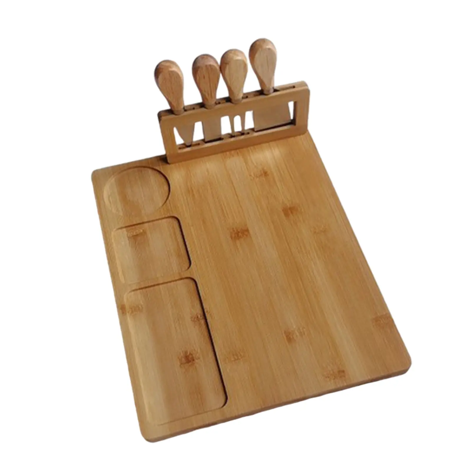 Bamboo Cheese Board with Knife Set Cheese Slicer Fork Scoop Cut Kitchen Cooking Tools Bamboo Cutting Board