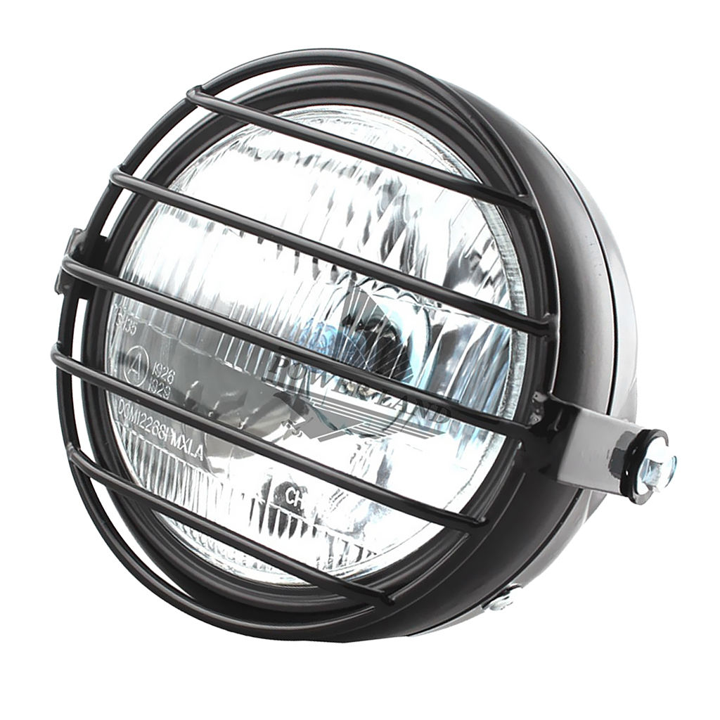 Retro Motorcycle Headlight with Grille Cover for CG125 GN125 High performance correct curved lens Head light with grill cover