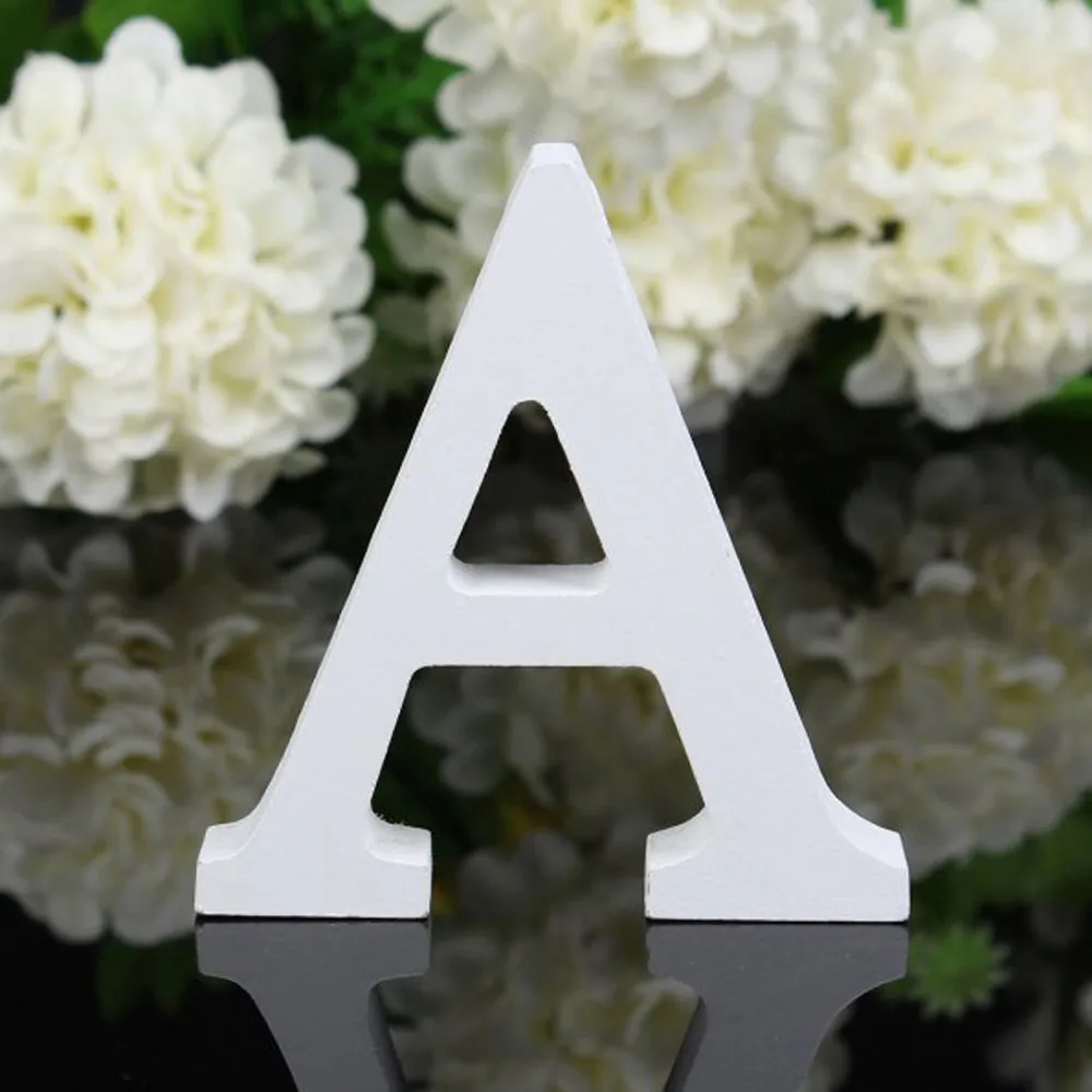 Classic 26 Letters Wooden Ornament White Pain Party Garden Decoration 8CM Height