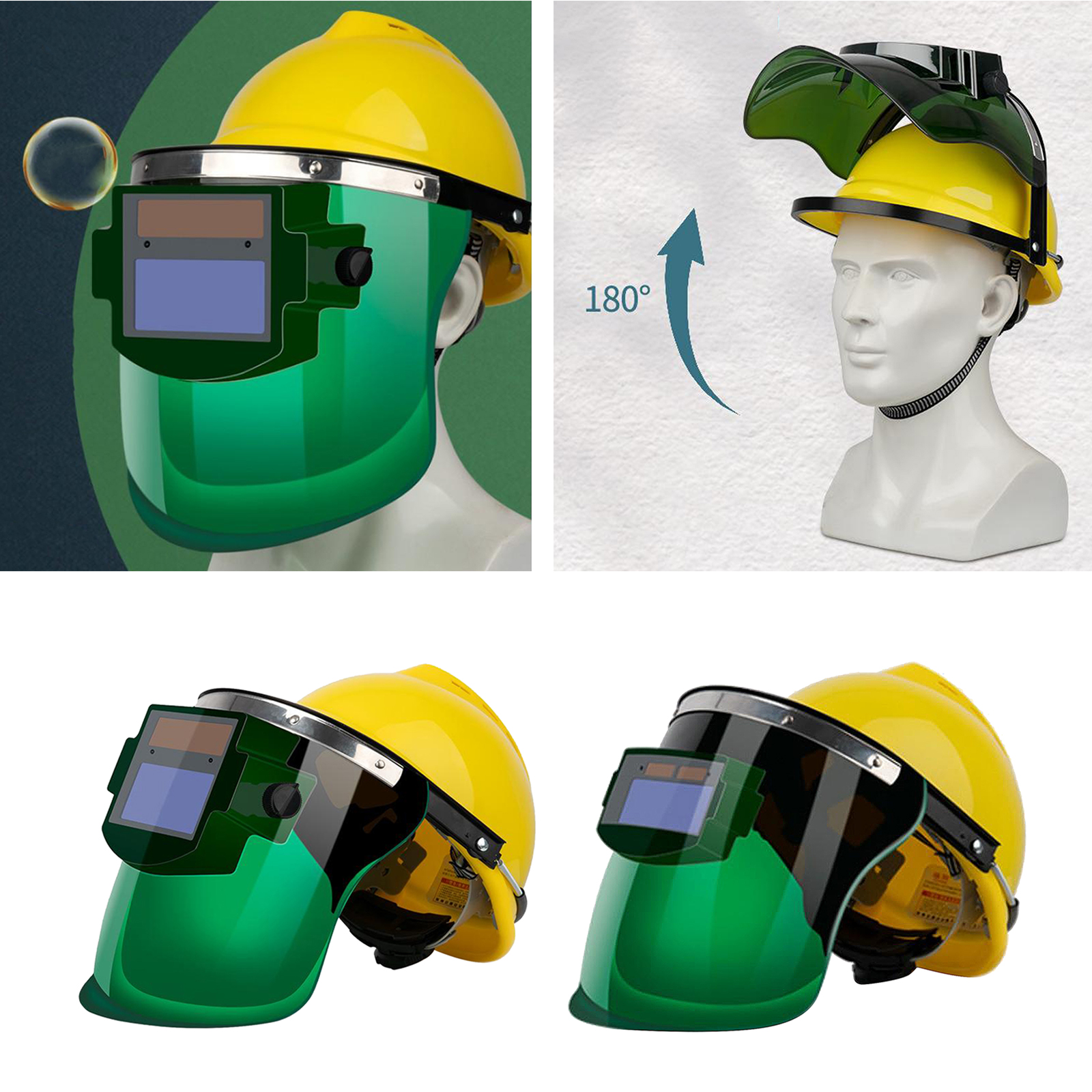Auto Darkening Welding Helmet, 1/1/1/2 Solar Powered   Hood, Wide Shade Range 4/9-13 for Grinding ARC MIG TIG Welding