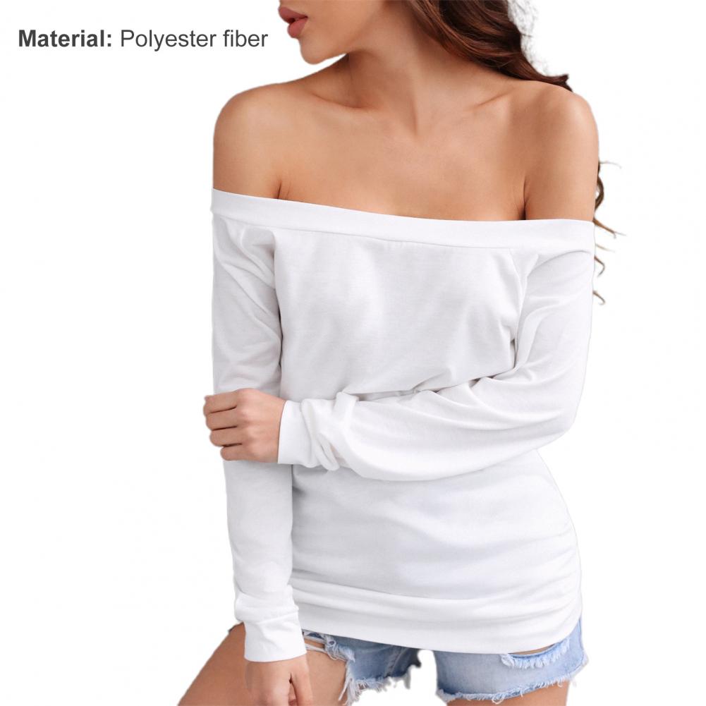 Neck Strapless Pulôver, T-shirt monocromática, Sexy Streetwear