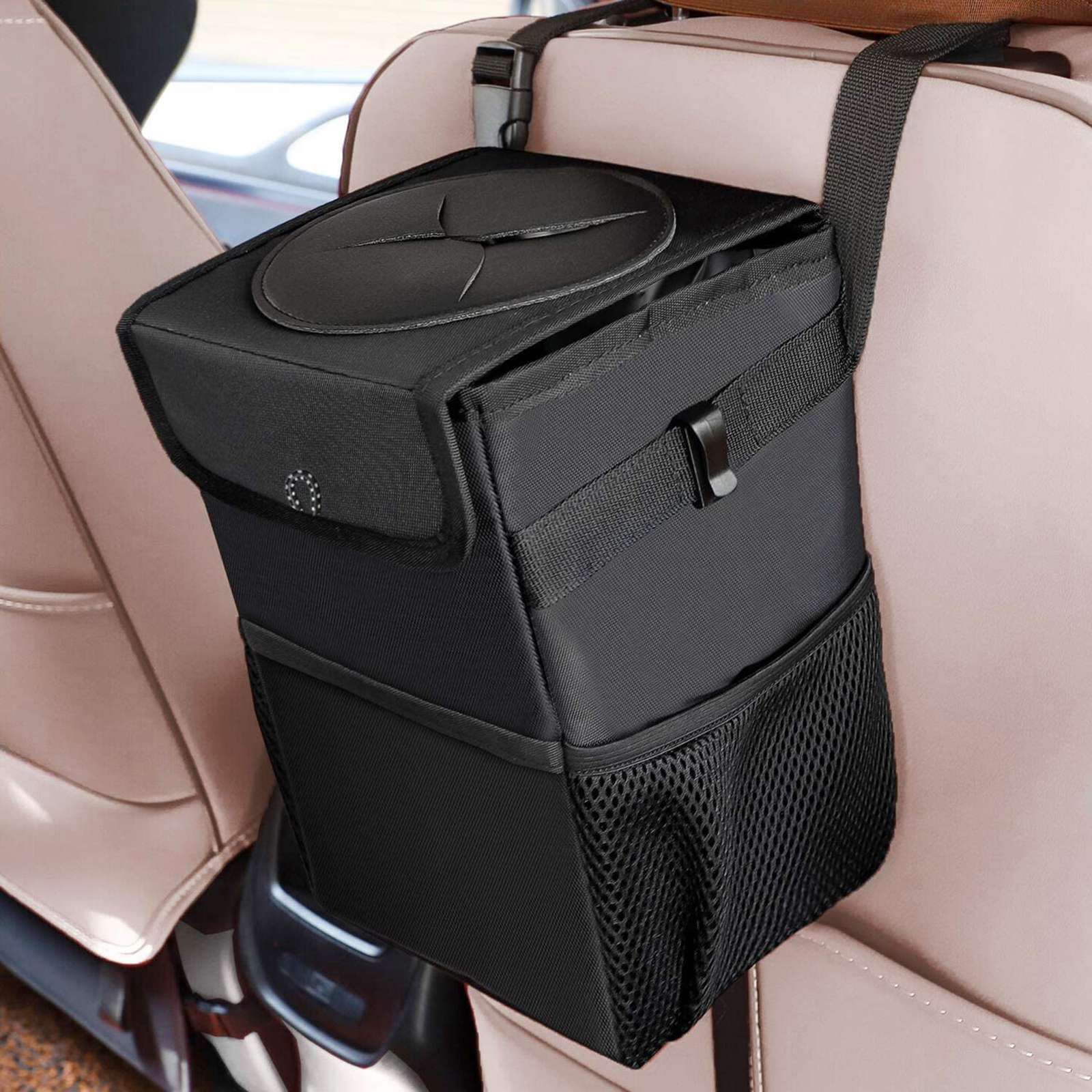 Car Trash Can Dustbin Seat Leak Proof Rubbish Litter Bin Storage Bag Black