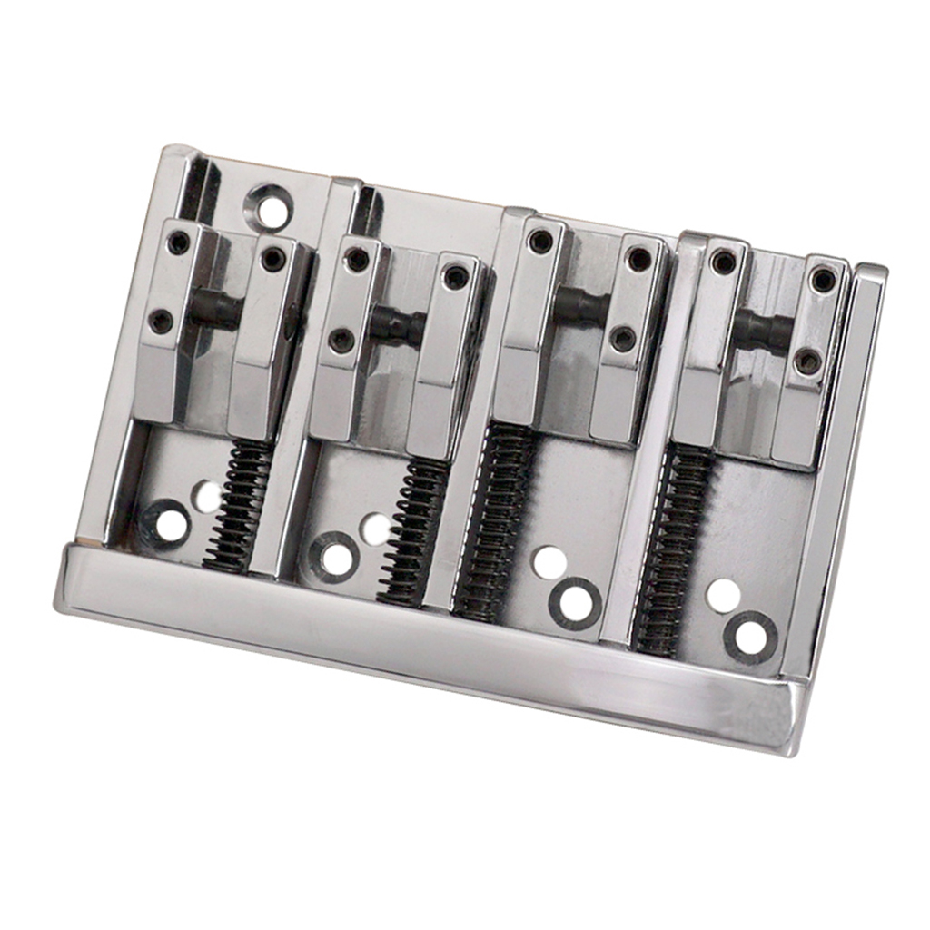 Iron DIY Roller Saddle Bridge Tailpieces Silver for 4 String Electric Bass