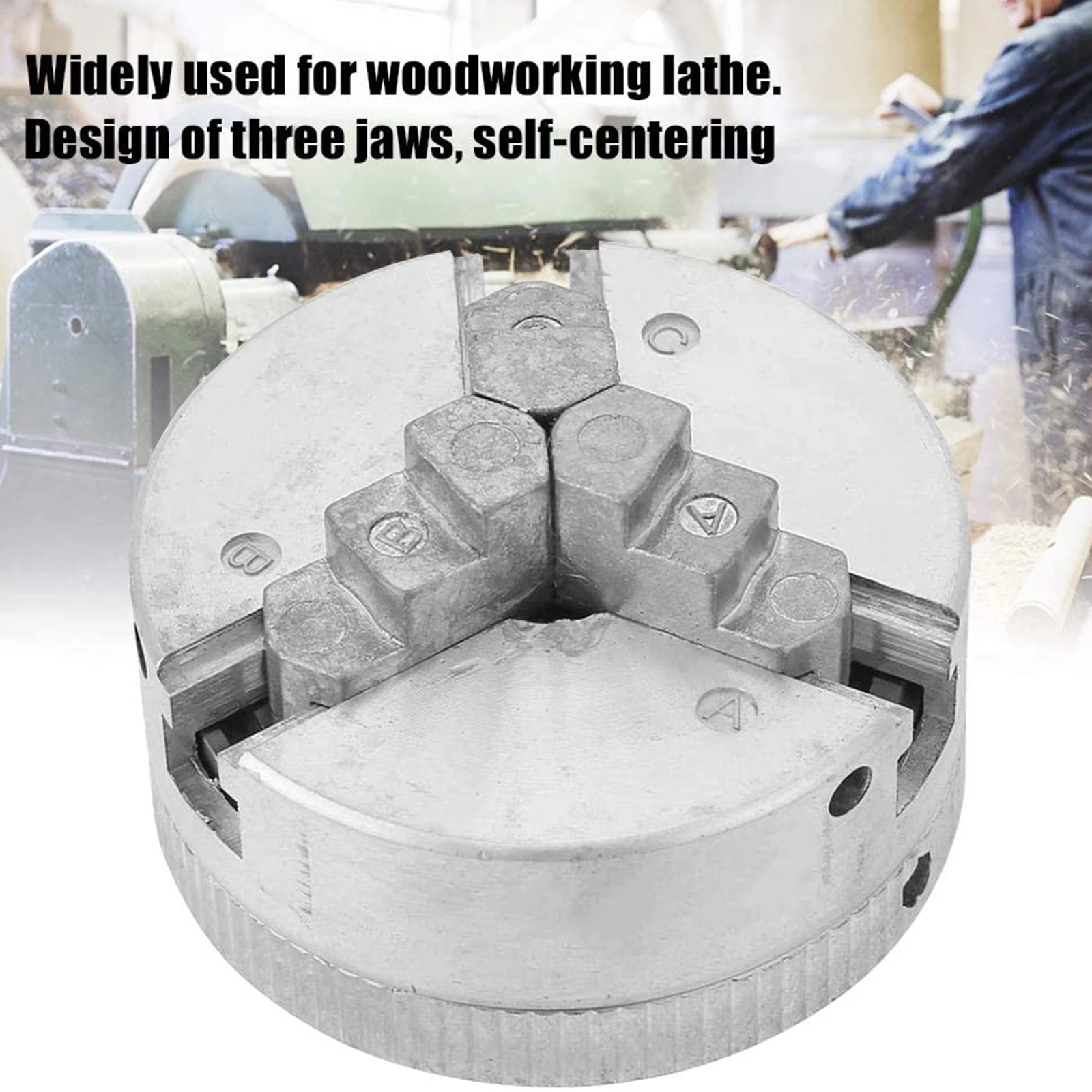 Three-Jaw Chuck with 2 Adjustment Lever, Self Centering Lathe Chuck for Woodworking Lathe, Clamping Diameter 1.8~56 mm/12~65 mm