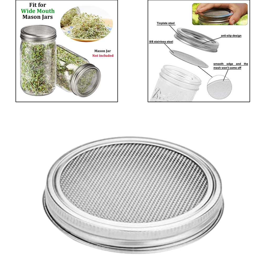 85mm Stainless Steel Mason Jar Mesh Screen Sprouting Lid Cover for Growing Beans Broccoli