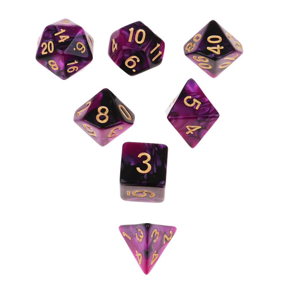 7Pcs Two Color Polyhedral Dice Die for DND RPG MTG Funny Game Supplies