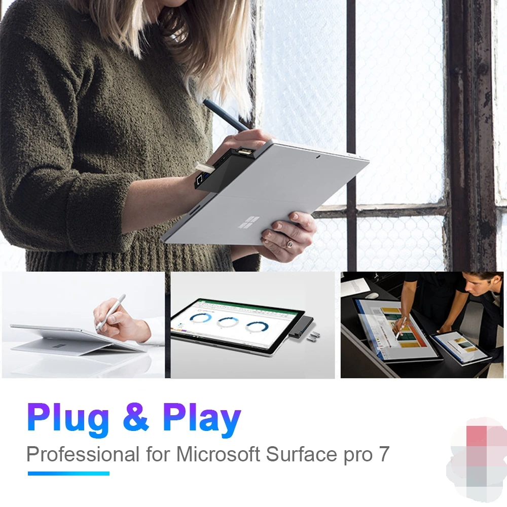 para Surface Pro 7, USB 3.1, 4K,