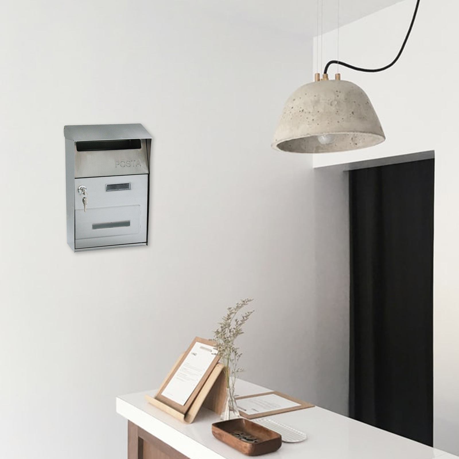 Wall Mounted Mailbox Metal Letter Decor Zinc Alloy Post Box Holder Outside Hanging Decorations for House, Porch, Outdoor Garden