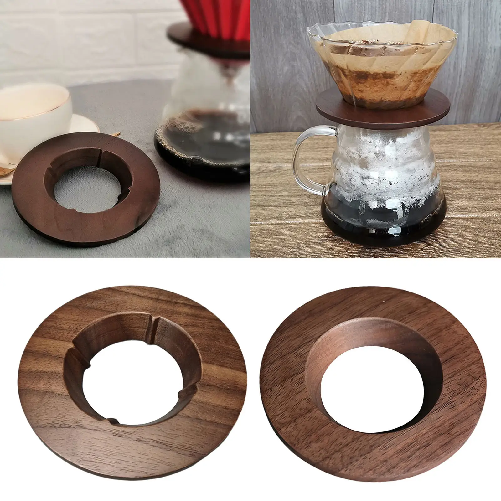 Wooden Pour Over Coffee Filter Stand Cone Dripper Holder 110mm Outer Diameter, 65mm Inner Diameter