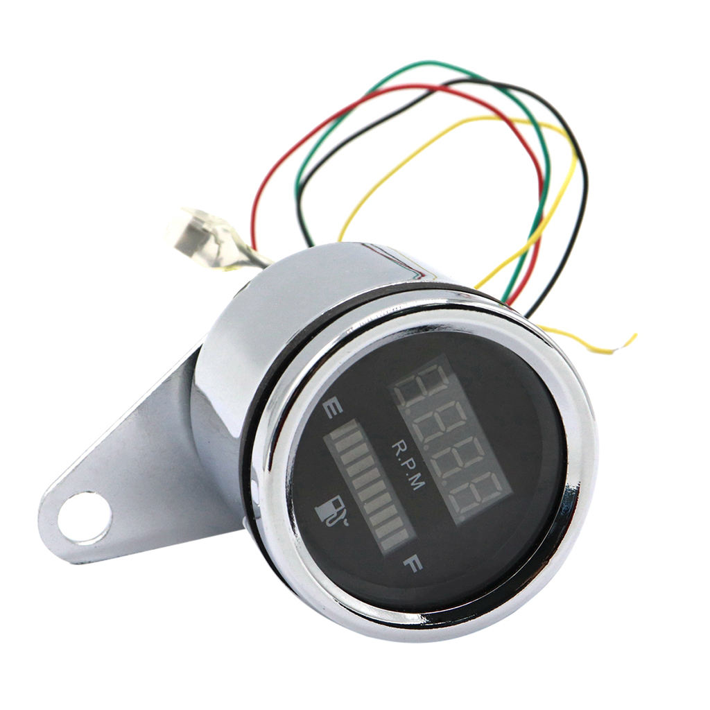 2 In 1 Motorcycle Retro LED Instruments Part Tachometer Fuel Level Gauge
