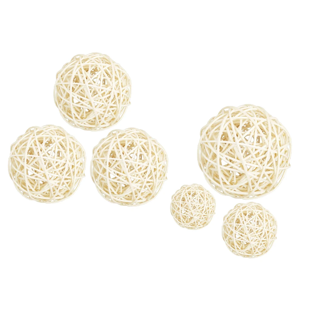 3Pc Natural Rattan Wicker Ball ,Decorative Bowl or Basket,DIY Photo Props Accessories,60-100mm