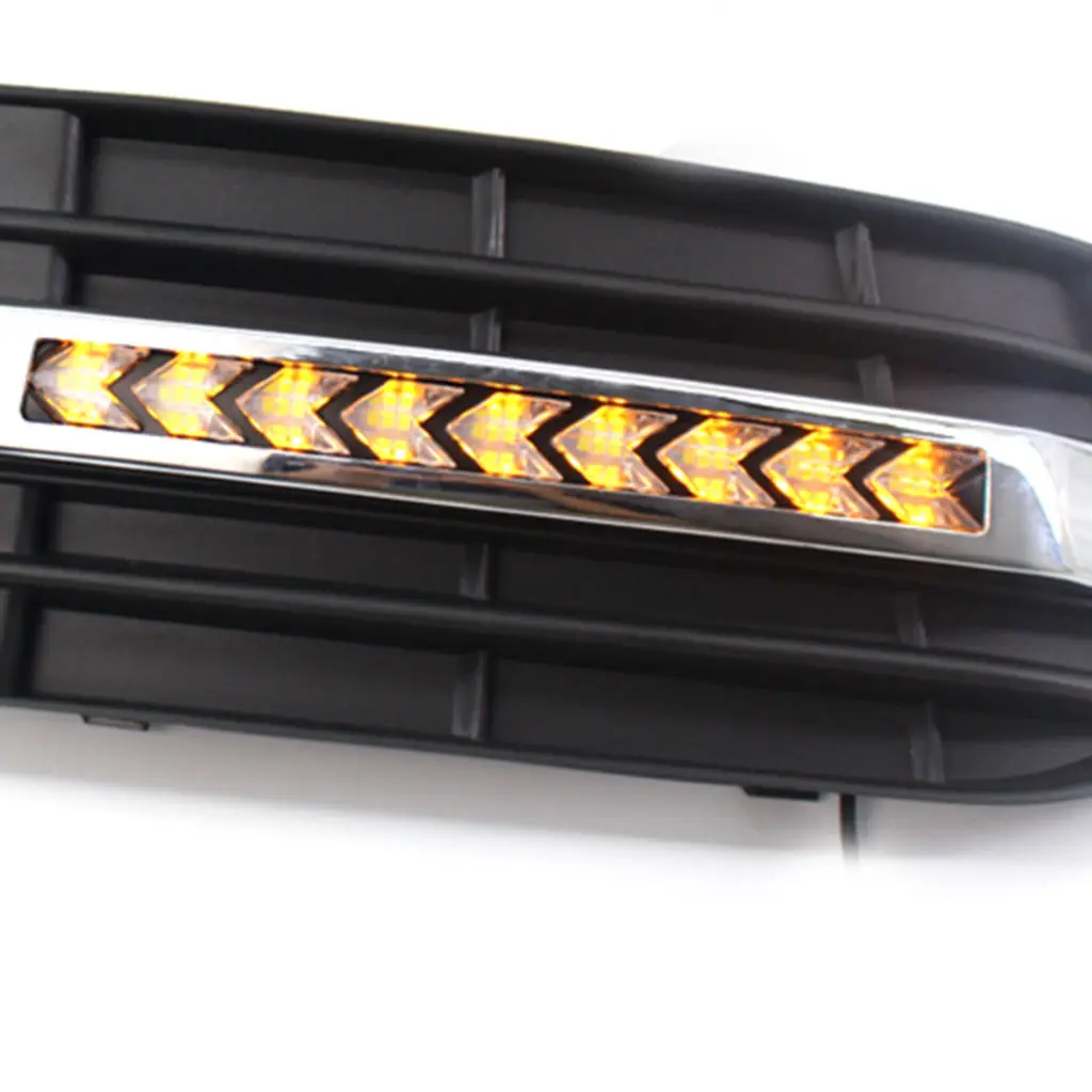 Left Right Flowing LED Fog Light Cover Turn Signal Lamp Mesh Honeycomb Grille for Audi A4 B8 2009-2011 8KD 807 681 8KD 807 682