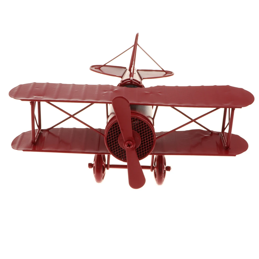 Mini Iron Decorative Airplane Vintage Biplane Model Collectible Home Decor