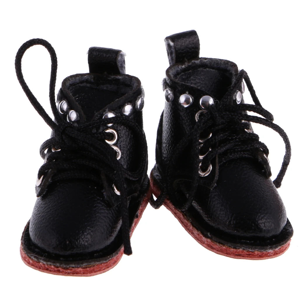 1/6 Scale Dolls Pair of Cute PU Leather Boots Shoes Fit for 12`` Blythe Doll Dress Up Dolls Fashion Shoes Dolls Accessories