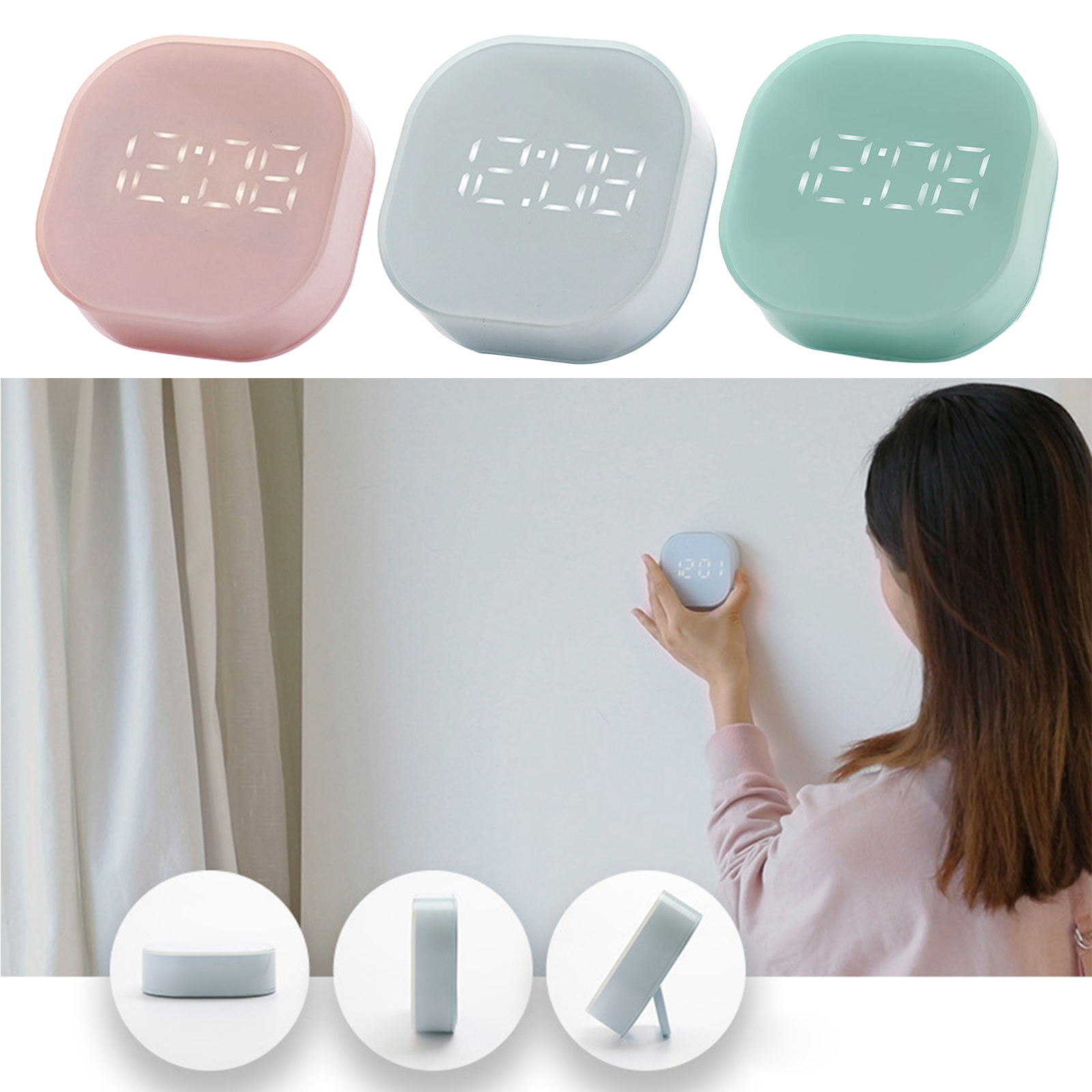 Small Cube Bedside Digital Alarm Clock Magnetic 12/24H ℃/℉ Kitchen Timer
