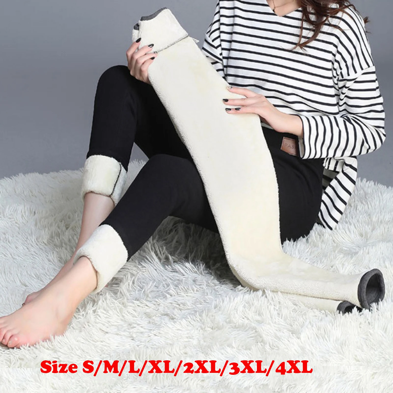 Women Warm Leggings Fleece Lined Thick Tights Winter Warm Heating Pants Thermal Warm Leggings Wool Compression Pants