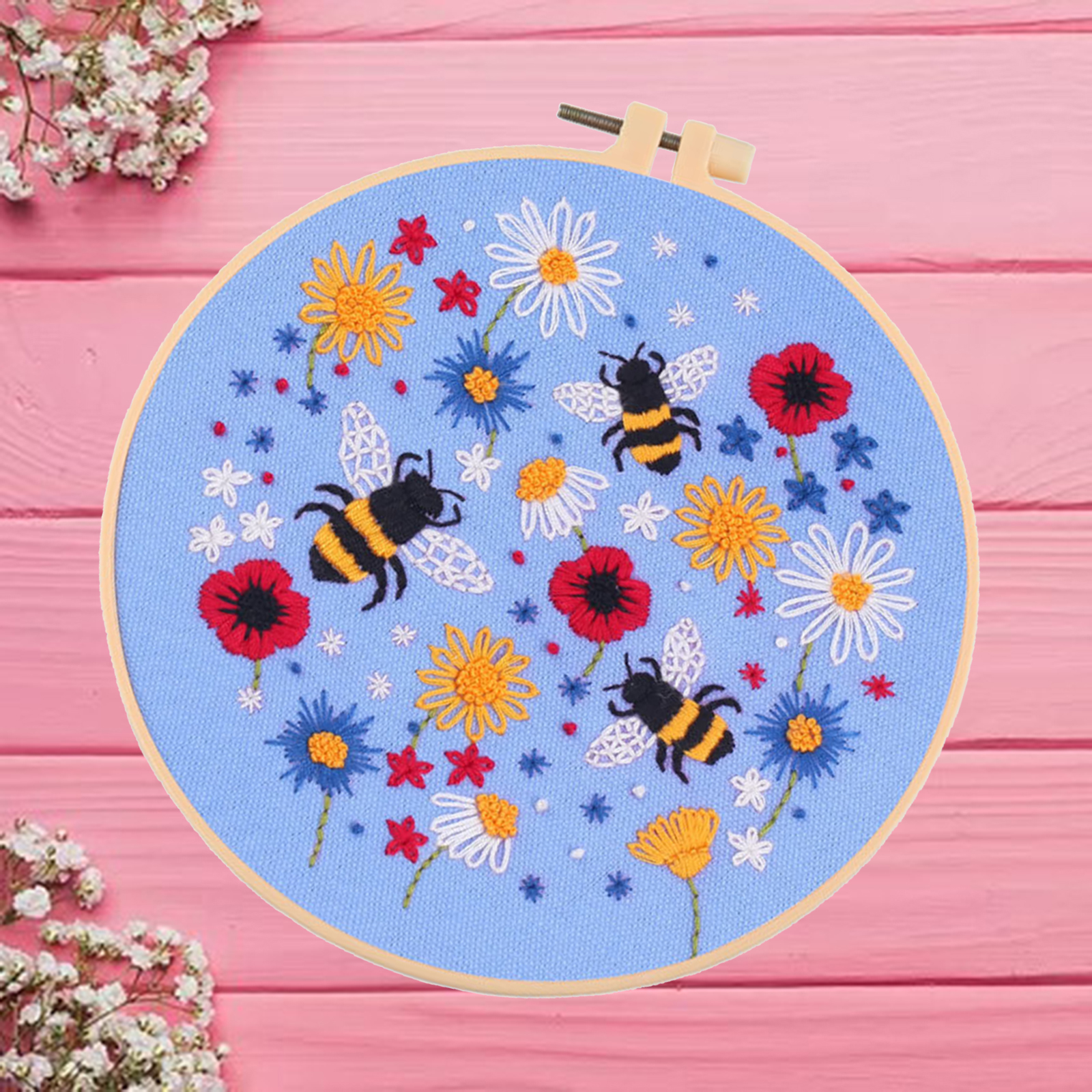 Stamped Embroidery Cross Stitch Kit Flower Patterned Cloth Sewing Wall Decor