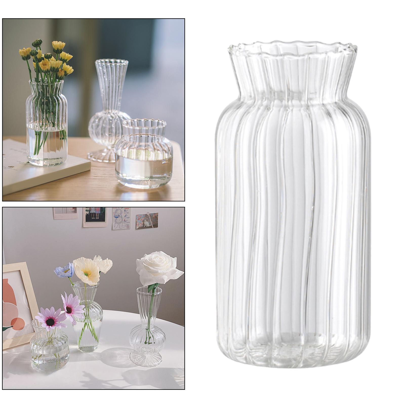 2pc Clear Glass Flower Vase Stem Plant Jar Table Floral Display Decoration