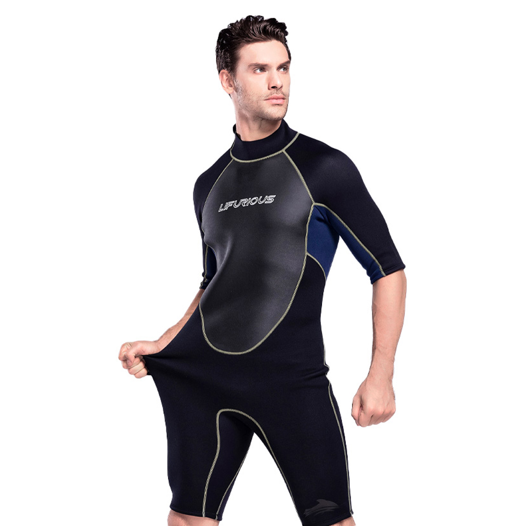Mens 3mm Neoprene Wetsuit Full Body One-Piece Design Diving Suit Back Zip Wetsuit for Diving Snorkeling Surfing Swimming