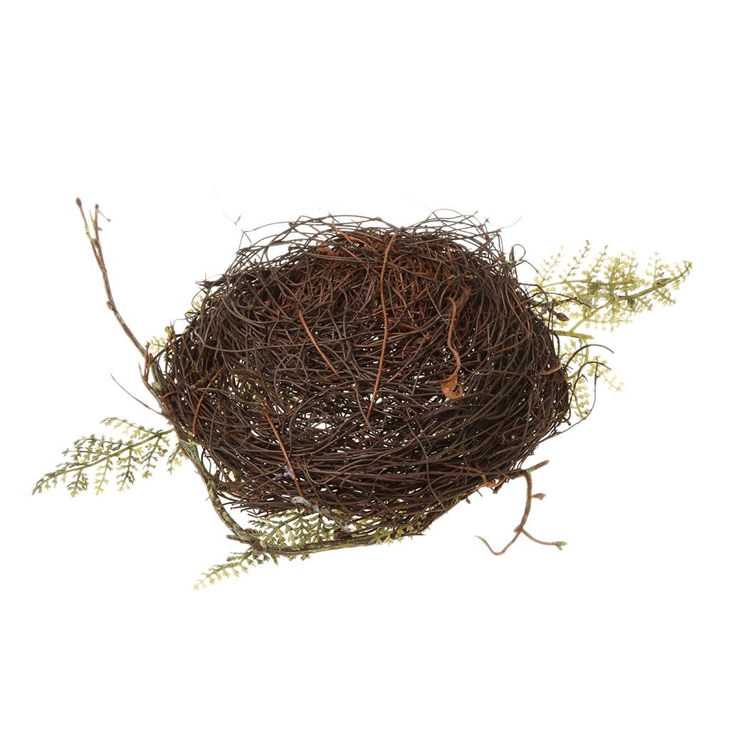 2pieces Bird Nest House Home 4pieces Artificial Birds 10pieces Cute Eggs Garden Decor