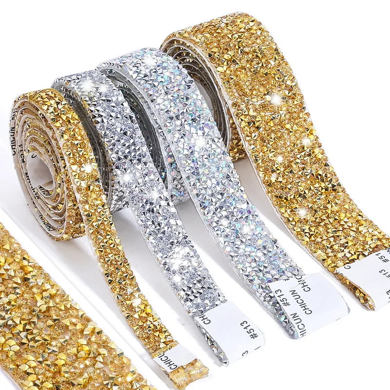 Rhinestone Chain Tape Trim Resin Diamond Belt Strip Double-sided Adhesive Self-adhesive Clothing Accessories DIY Accessories