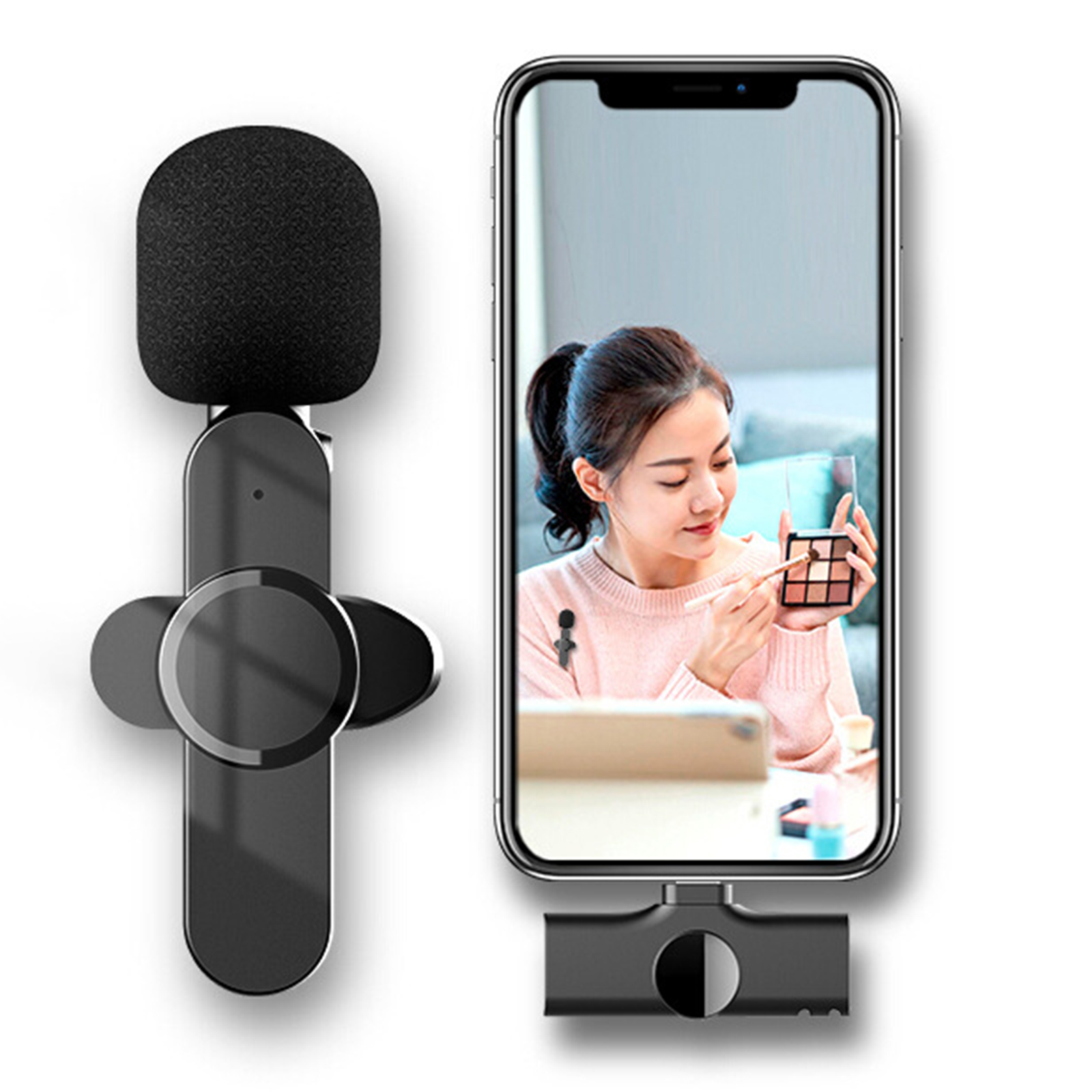 USB Type C Broadcast Lavalier Microphone Wireless Recording Mic Battery-Free