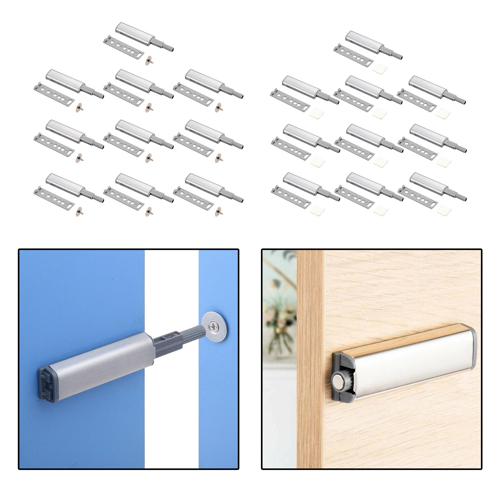 10Pcs/Set Cabinet Door latches Stainless Steel Buffer Easy to Install for Furniture