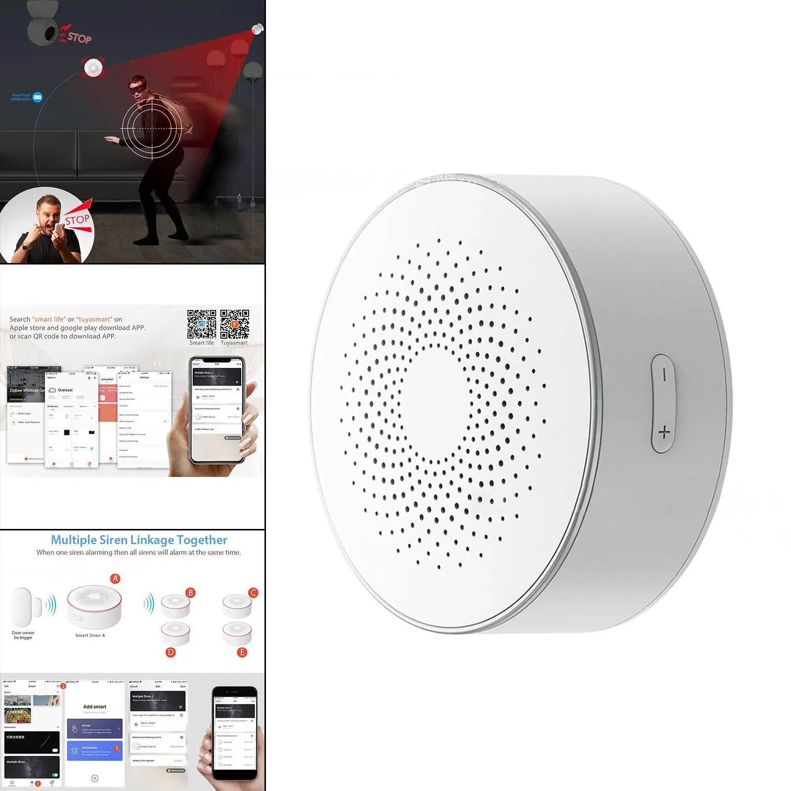 WiFi Smart Siren Plug-EU for Tuya App Big Sounds Threaten Thief Wireless Sound Alarm Audible Alerts Burglar Alarm Porch Patio
