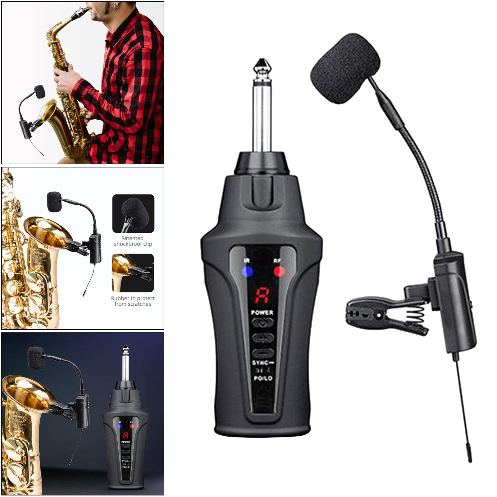 Professional Wireless Sax Microphone System Saxophone Mic Instrument Stage