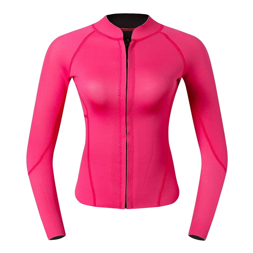 Women Wetsuit 2mm Suit Top Shirt Diving Swimming Jacket Rose Red
