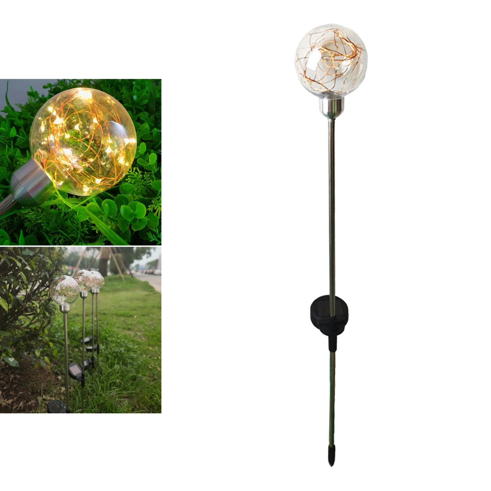 Garden Solar Pathway Light Waterproof Path Yard Patio Ground Stainless Steel Ball Shape Led Lights for Wedding Party Decorative