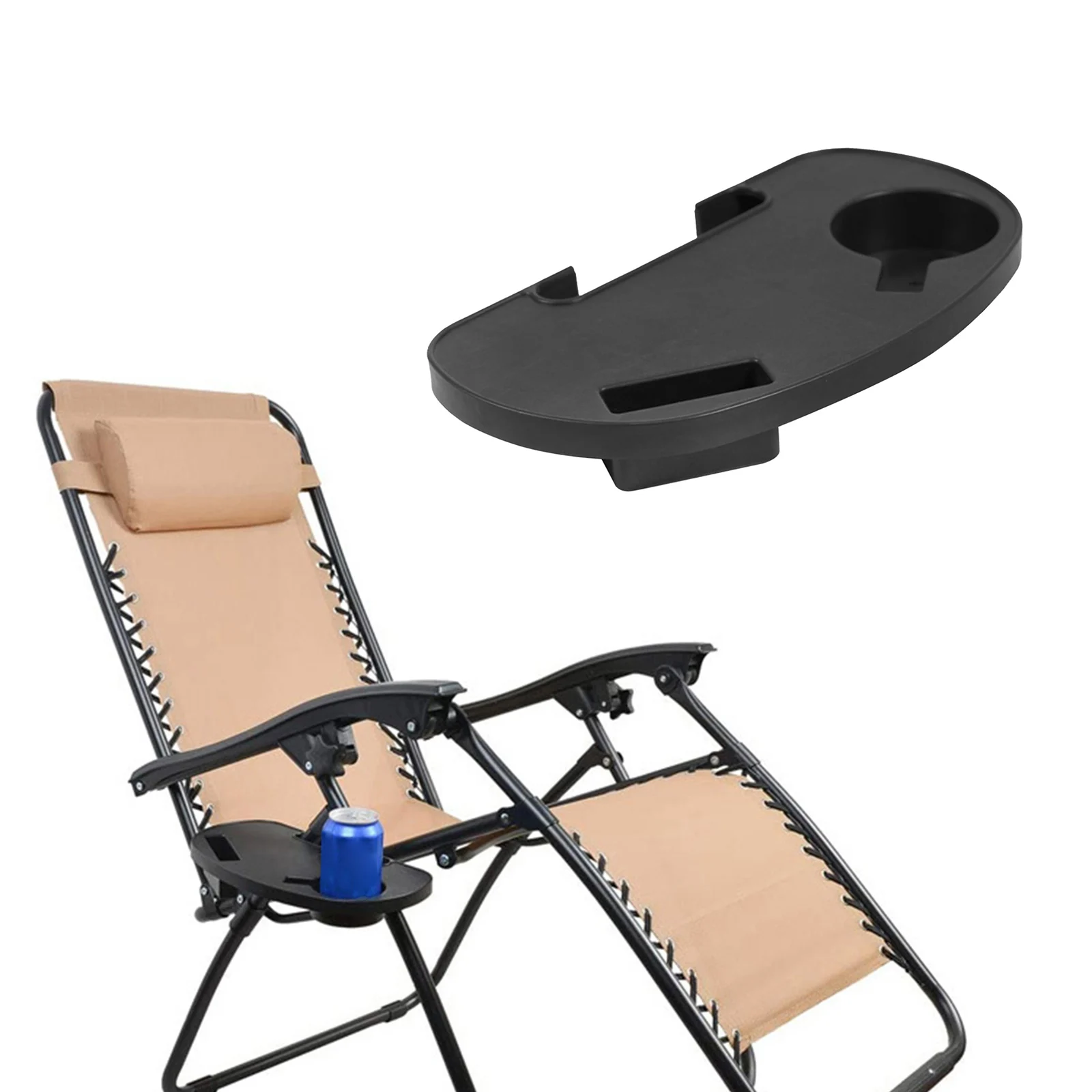 Chair Cup Holder Snack Tray for Leisure Chair Sun Lounger Camping Chair Side Clip Table with Mobile Phone Slot