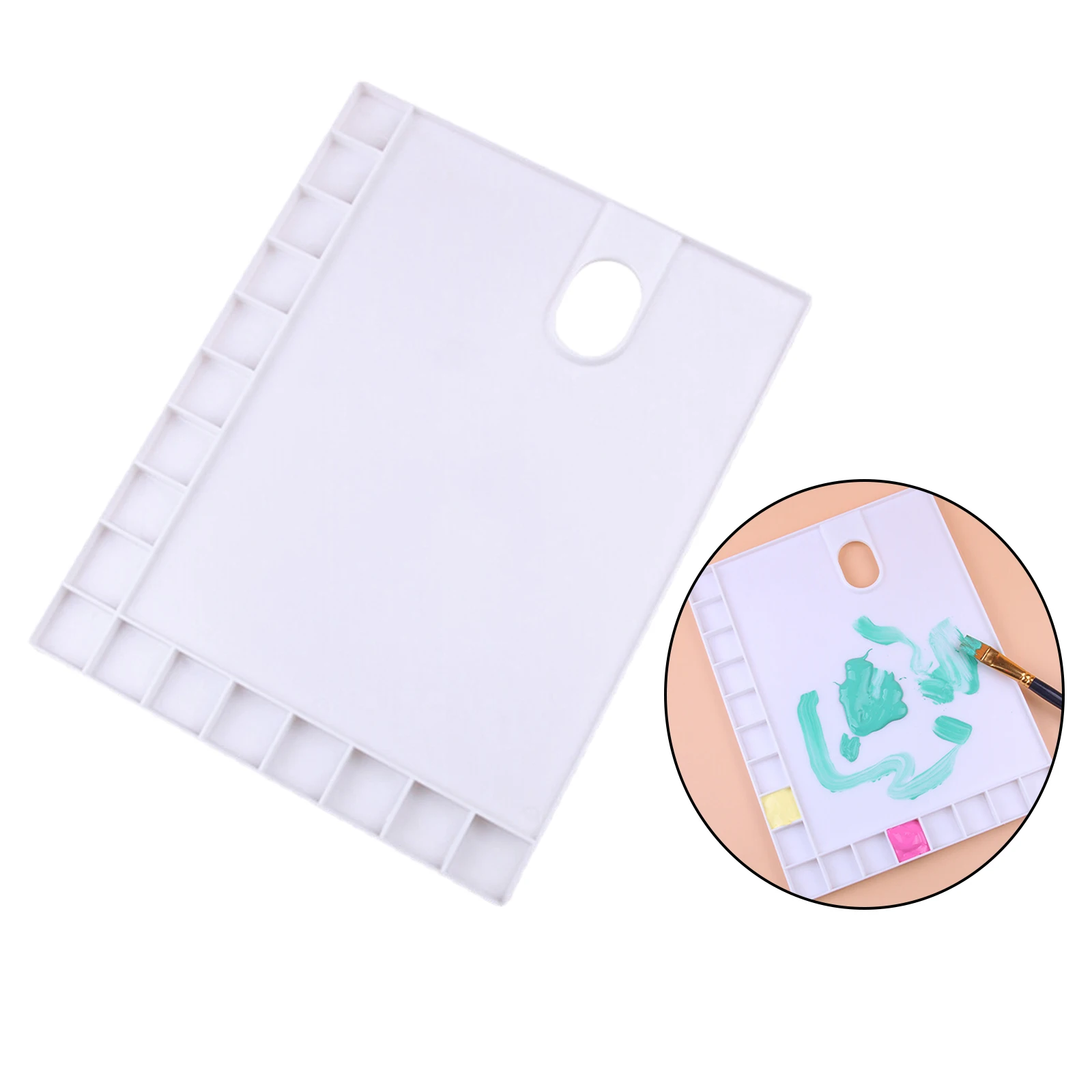 Plastic Palette Art Paint Plastic Drawing Tray Paint Pallet for Oil Watercolour White Painting Palette