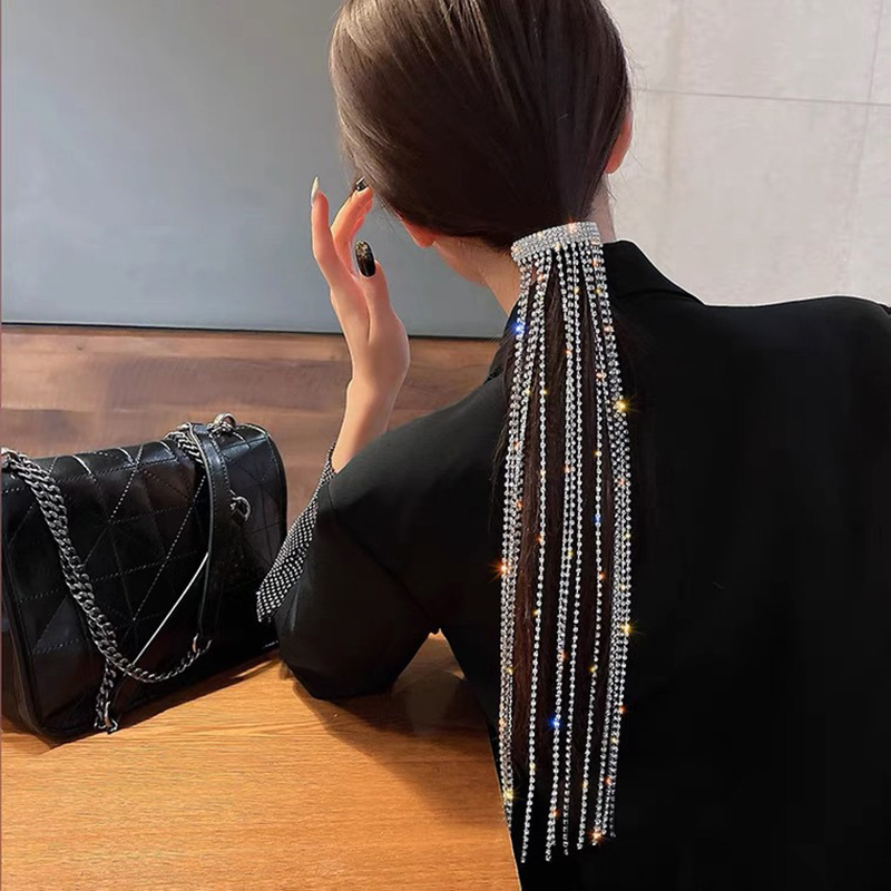 стразы на волосы Full Rhinestone Hair Clips For Women Girls jewelry Long Hair Clip Tassel заколка для волос accessoire cheveux