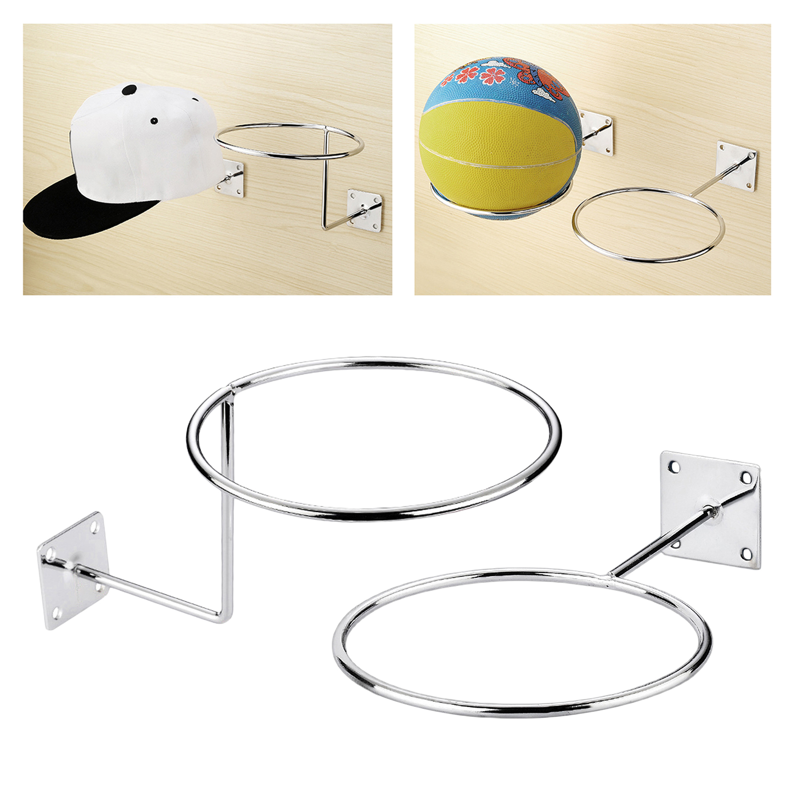 Wall Mounted Basketball Soccer Volleyball Sports Ball Holders Display Hat  Rack Storage Organizer Shelves Bracket