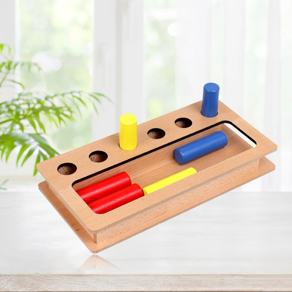 Wood Colour Sorting Puzzel Tri-color Cylindrical Case Recognition Cognitive Development Educational Games