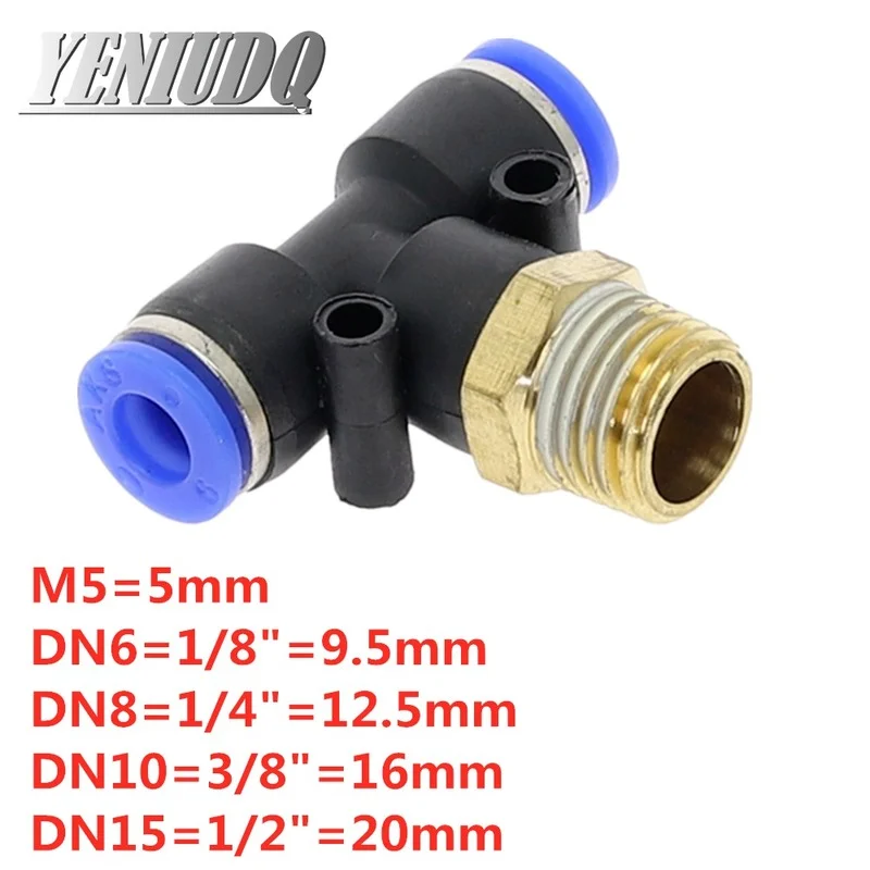 Color : 14mm, Specification : 1/8 Terminal connectors 10PCS Black Air Connector Fitting T Shape Tee 1/8 1/4 M5 3/8 1/2 BSP Male Thread Pneumatic Coupler 12mm 4mm Hose Pipe Connector 