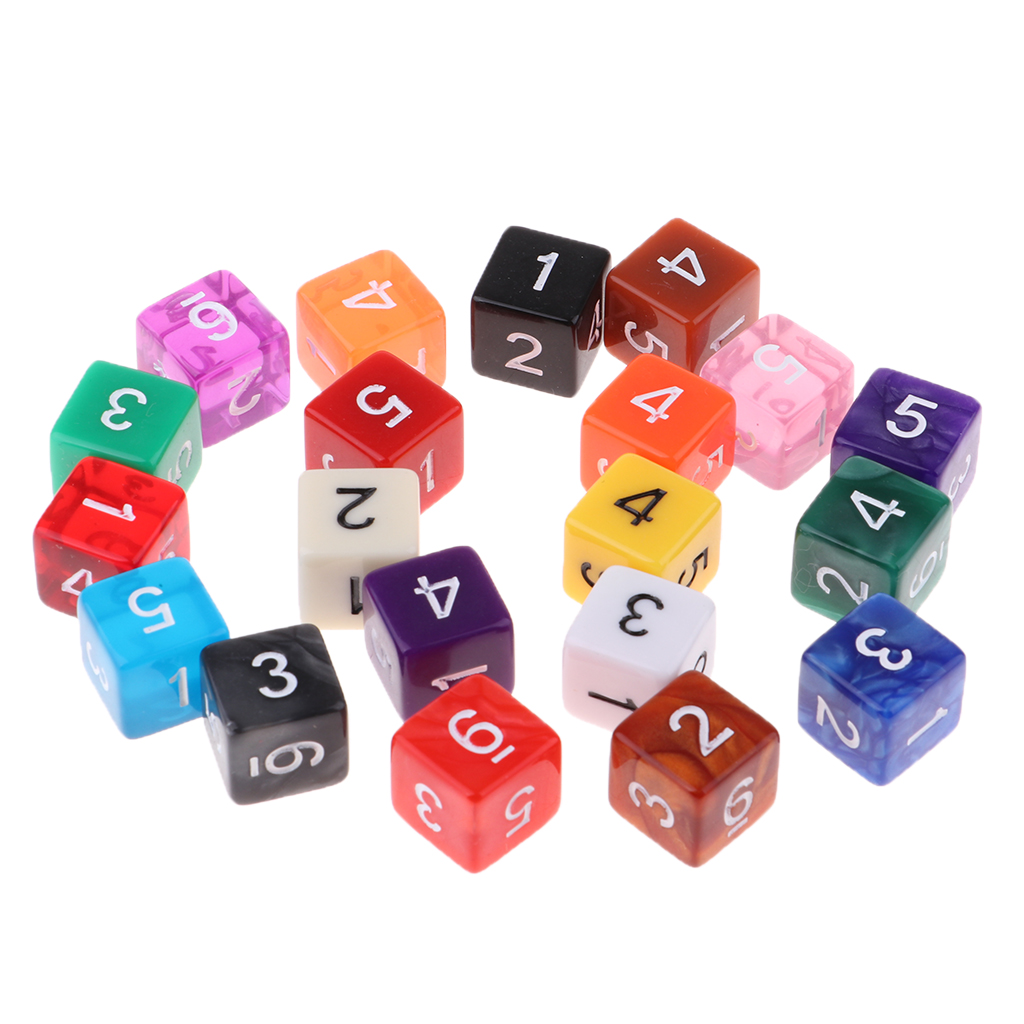 20 Pieces 15mm Six Dice Acrylic for D&D DnD RPG Party Game Toys