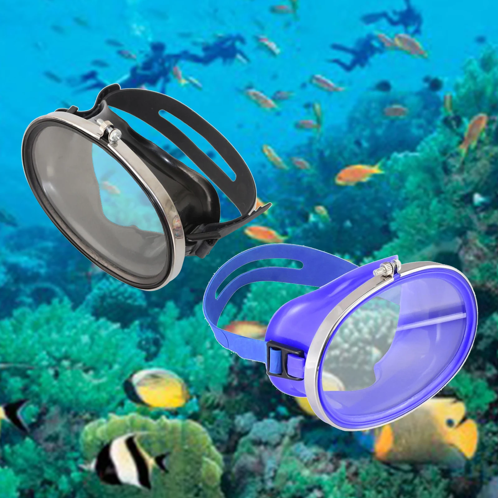 Classic Oval Diving Mask Scuba Diving & Spearfishing Anti-Fog Single Lens Goggles Glasses with Silicone Strap for Adult
