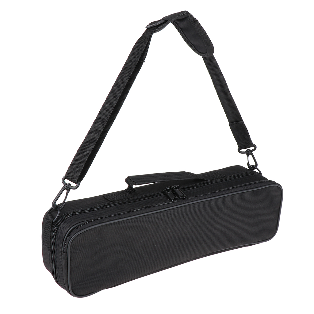 Nylon 16 Hole Flute Case Storage Bag Organizer Black 400x115x80mm