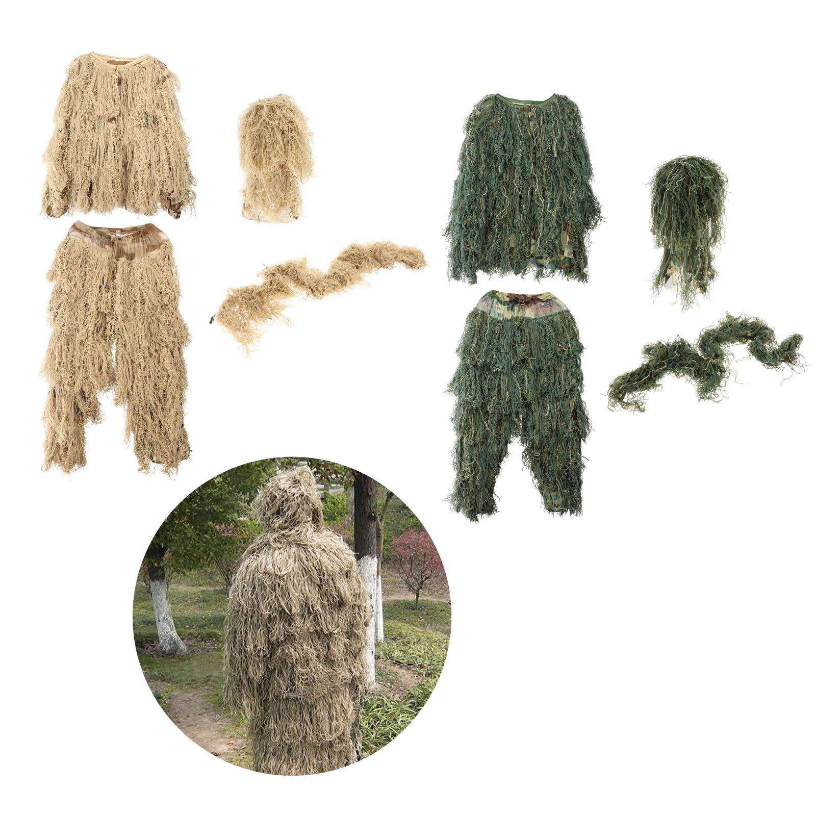 Outdoor Camo Suits Ghillie Suits 3D Woodland Camouflage Clothing Sniper Military Clothes Pants for Jungle Hunting, Shooting