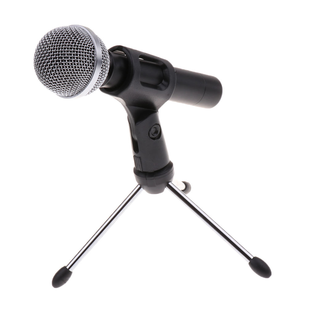 Professional Handheld Condenser Microphone with Tripod Stand Mic Clip for Moblie Phone Laptop Recording Broadcasting