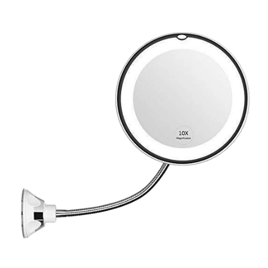 Flexible 10X Magnifying Makeup Shaving LED Mirror Hotel SPA Wall Suction Mirrors