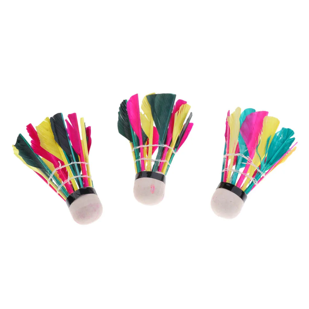 3 Pieces of Feather Badminton Shuttlecocks Balls Colorful Children Children
