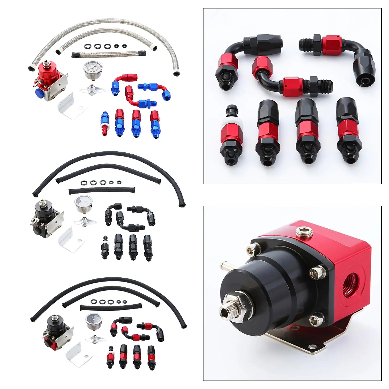 Universal Booster Turbocharger Kit Fuel System AN 6 Fitting End Pressure Gauge Meter Adjustable Car Parts Fit for Automotive