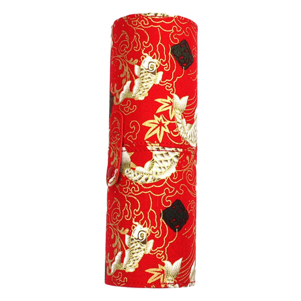Travel Koi Printed Cloth Makeup Nail Art Brushes Cosmetics Holder Case Container
