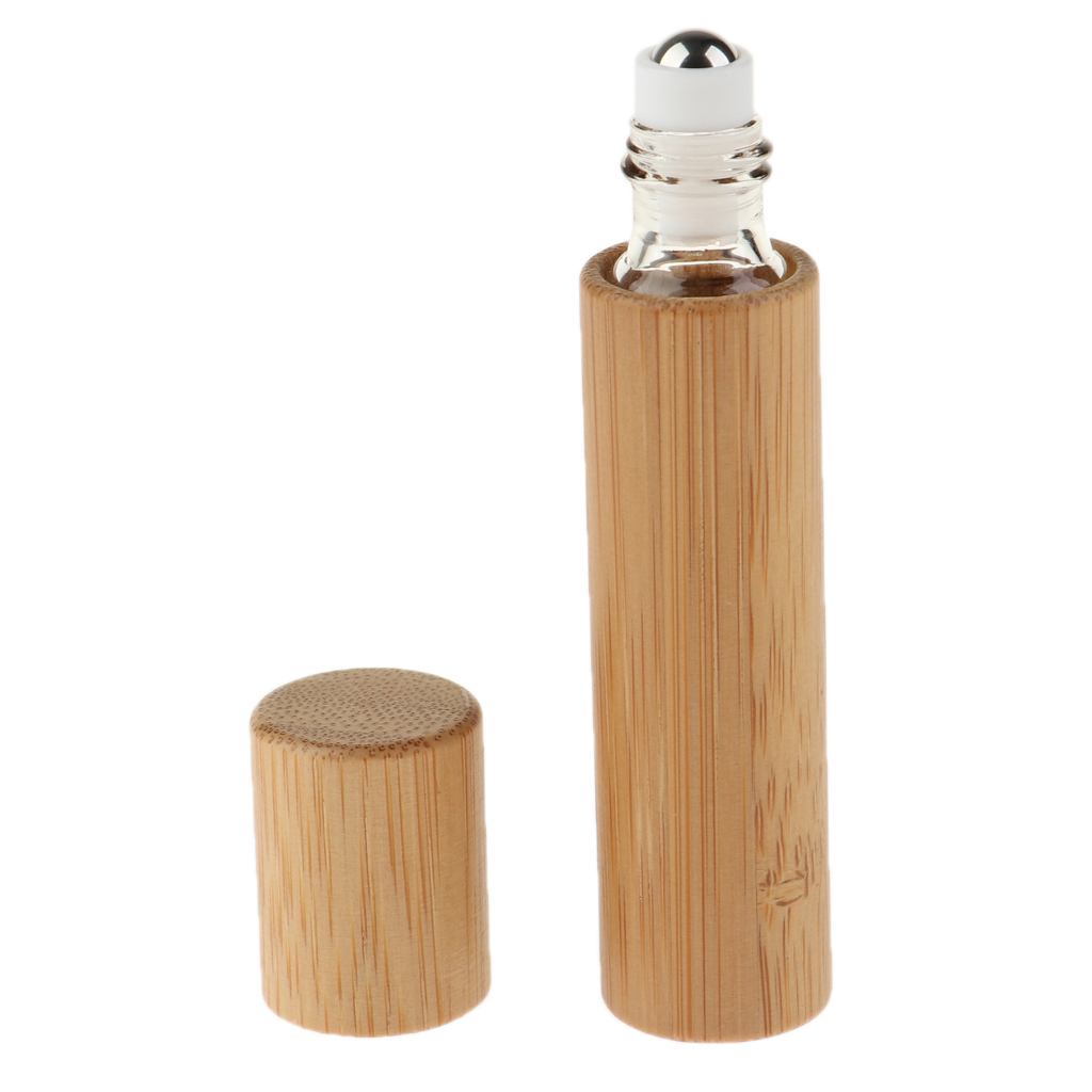 MagiDeal 10ml Natural Bamboo Empty Essential Oil Makeup Rollerball Bottle