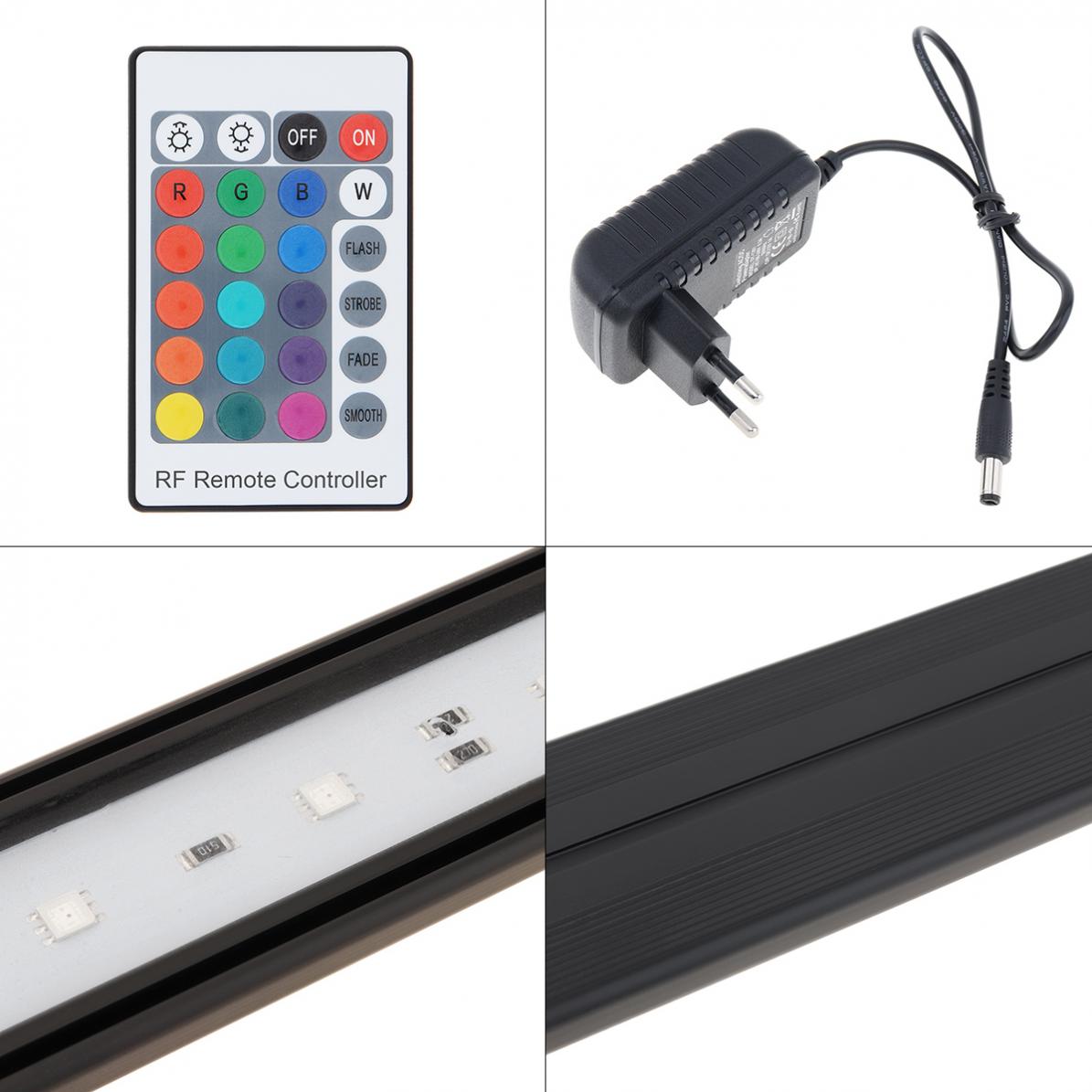 Conduziu a Lâmpada Extensível do Tanque de Peixes do Suporte Impermeável com Controle Remoto para a Luz Aérea do Aquário 22-72cm 9 Luzes e Iluminação